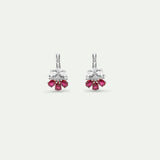 Silver Sleeper Earrings with Cosmos and Red Stones