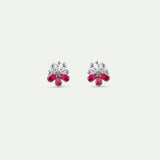 Silver Post Earrings with Cosmos and Red Stones