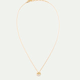 Gold Pendant Necklace with Daisies and White Stones
