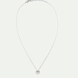 Silver Pendant Necklace with Daisies and White Stones