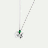 Silver Pendant Necklace with Orchid, Green and White Stones
