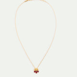 Gold Pendant Necklace with Cosmos and Red Stones
