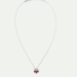 Silver Pendant Necklace with Cosmos and Red Stones