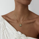 Black and Gold Peony Medallion Post Earrings with Cultured Pearls