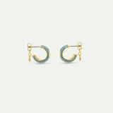 Blue Hoop Post Earrings with Stones