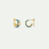 Blue Hoop Post Earrings with Stones