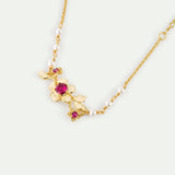 Gold Anemone Bracelet with Pink Crystals and Cultured Pearls