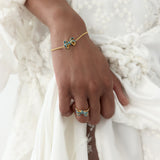 Blue and Gold Ribbon, and Cultured Pearl Bracelet