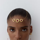 Gold Anemone Statement Necklace with Pink Stones