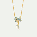Blue and Gold Ribbon, and Cultured Pearl Fine Bracelet