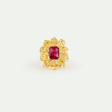 Gold Anemone Ring with a Pink Stone