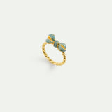 Blue Ribbon and Cultured Pearl Ring