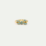 Blue Ribbon and Cultured Pearl Ring