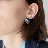 Lapis Lazuli, Turquoise and Gold Snake Clip-On Earrings