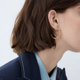 Gold Snake Post Hoop Earrings
