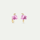 Purple Tulip and Crystal Clip-On Earrings