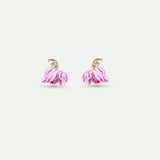 Purple Tulip and Crystal Post Earrings
