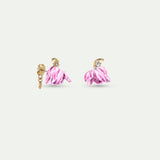 Purple Tulip and Crystal Post Earrings