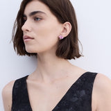 Purple Tulip and Crystal Post Earrings