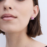 Purple Tulip and Crystal Post Earrings