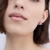 Purple Tulip and Crystal Post Earrings