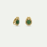 Green Aventurine, Skulls and Crystal Clip-On Earrings