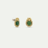 Green Aventurine, Skulls and Crystal Post Earrings