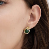 Green Aventurine, Skulls and Crystal Post Earrings
