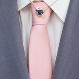 Necklace with Blue Faceted Stone, Gold Snake and Mallow Flowers
