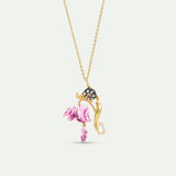Purple Tulip, Snail and Crystal Pendant Necklace