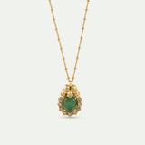 Green Aventurine, Skulls and Crystal Pendant Necklace