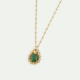 Green Aventurine, Skulls and Crystal Pendant Necklace