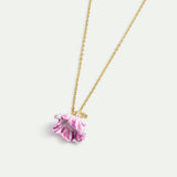 Purple Tulip and Crystal Pendant Necklace