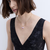 Purple Tulip and Crystal Pendant Necklace