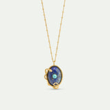 Lapis Lazuli, Turquoise and Gold Snake Pendant Necklace