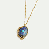 Lapis Lazuli, Turquoise and Gold Snake Pendant Necklace