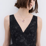 Purple Tulip, Snail and Crystal Pendant Necklace