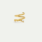 Gold Snake-Shaped Adjustable Spiral Ring