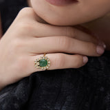 Green Aventurine, Skulls and Crystal Ring