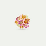 Brooch with Bouquet of Pink Hellebores and Green Stones