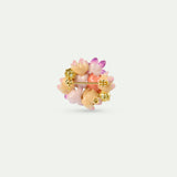 Brooch with Bouquet of Pink Hellebores and Green Stones