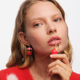 N2 Little Girl and Dachshund on a Ferris Wheel Post Earrings