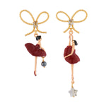 PAS DE DEUX BALLERINA AND BOW STUD EARRINGS - RED
