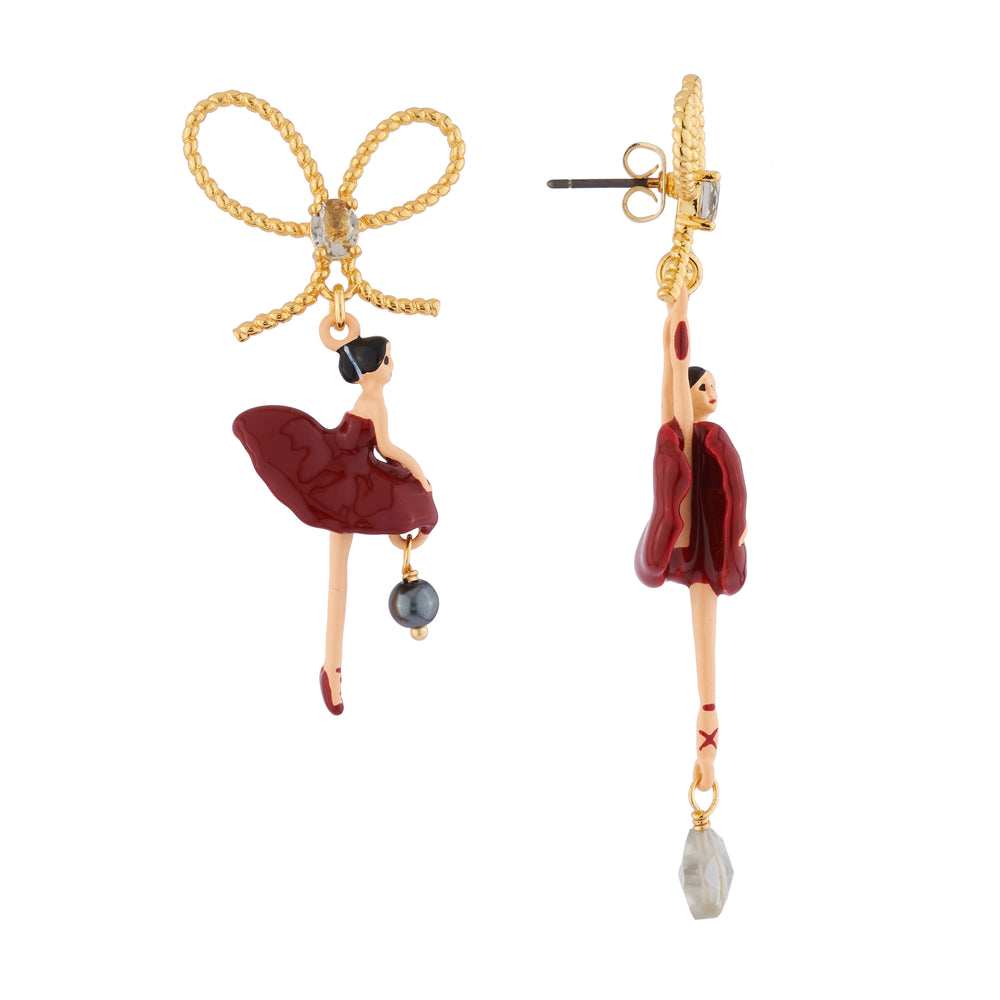 PAS DE DEUX BALLERINA AND BOW STUD EARRINGS - RED