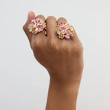 Bouquet of Pink Hellebores and Green Stone Ring