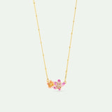 Statement Necklace with Pink and Purple Hellebores and Crystals