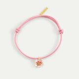 Pink Thread Bracelet with a Tiny White Cherry Blossom