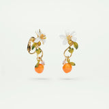 Gardens In Provence Orange Clip-On Drop Earrings
