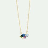 Delicate Blueberry Necklace with Round White and Blue Stones