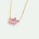 Thin Bracelet with Pink and Purple Hellebores and Crystals